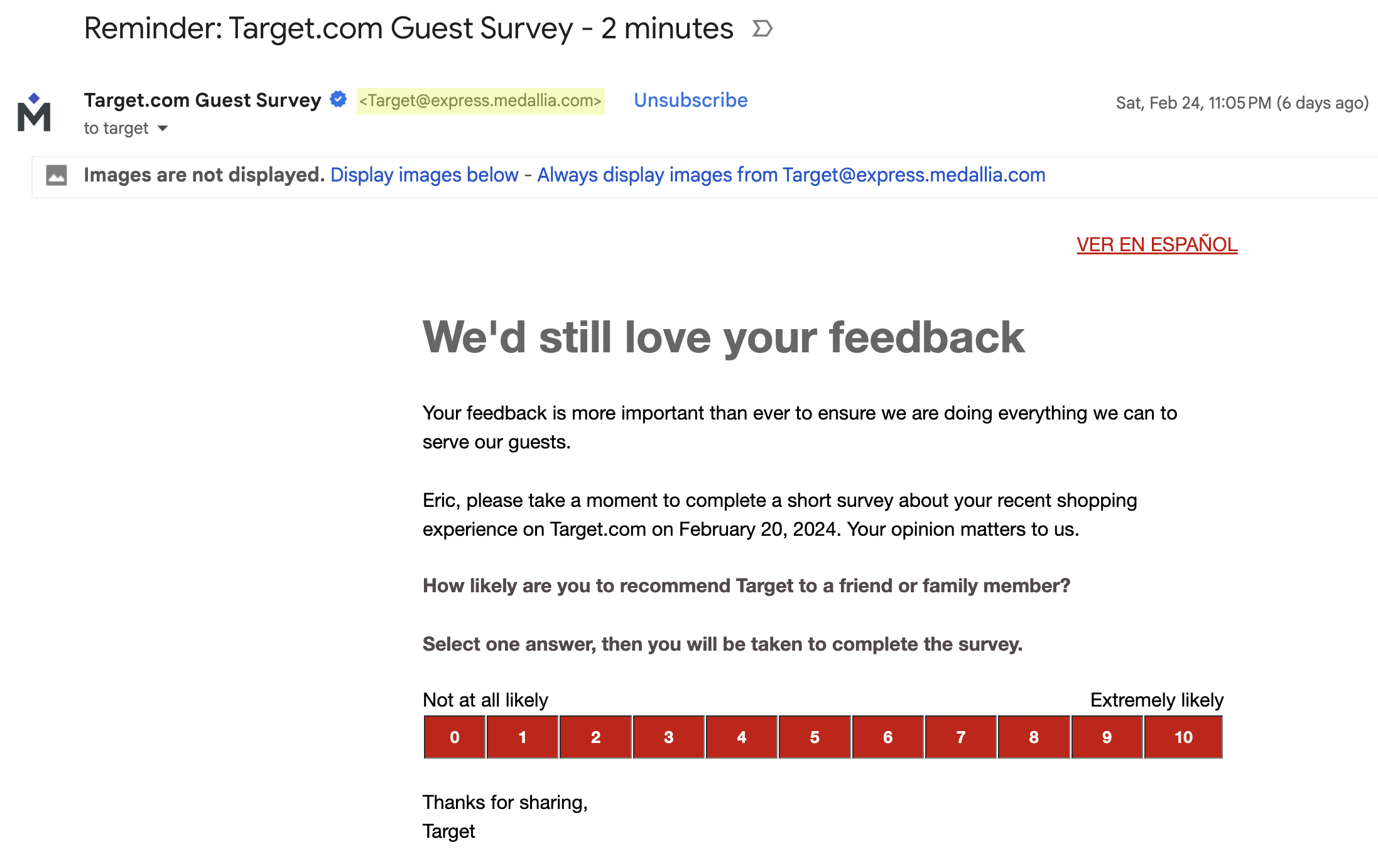 NO SURVEY PLEASE